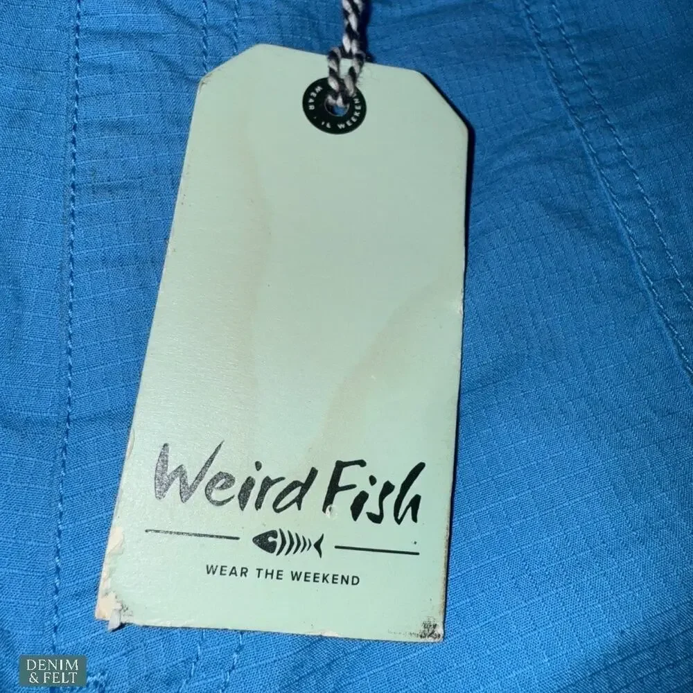 Weird Fish Azure Blue Deeley‎ Ripstop 100% Cotton Outdoor Shorts Size 14 NEW~NWT